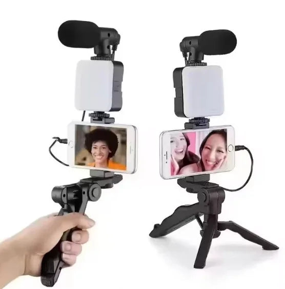 Tripod Hand Stabilizer Kit 5 in 1 gimbal Microphone Video Recording Cell Phone-Neverdie Store