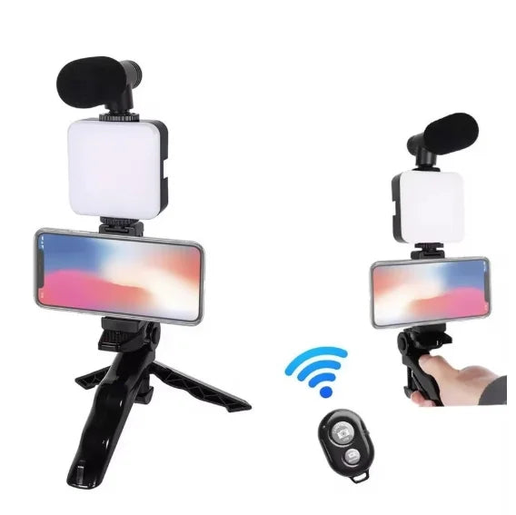 Tripod Hand Stabilizer Kit 5 in 1 gimbal Microphone Video Recording Cell Phone-Neverdie Store