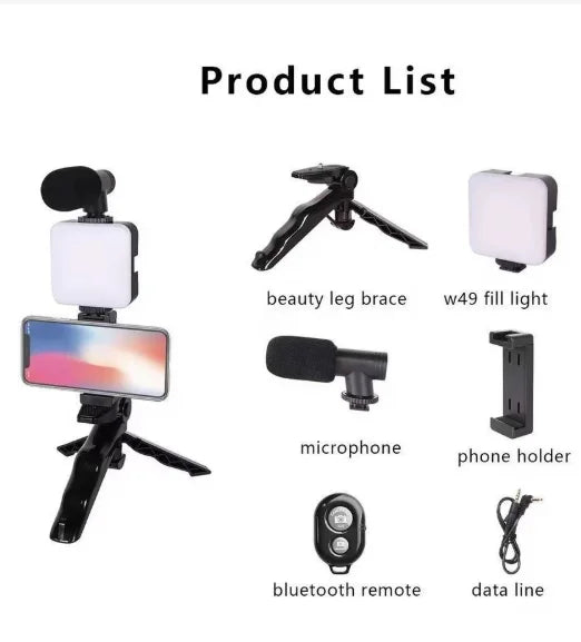 Tripod Hand Stabilizer Kit 5 in 1 gimbal Microphone Video Recording Cell Phone-Neverdie Store
