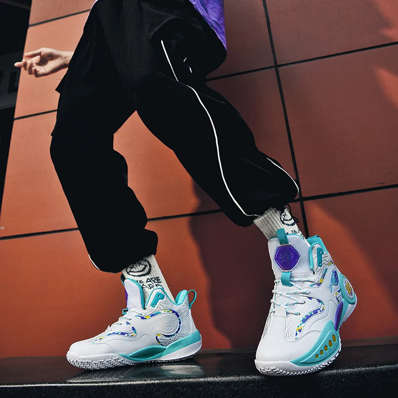 Men's Basketball Shoes Breathable Cushioning Non-Slip Wearable Runing Shoes Gym Training Athletic Basketball Sneakers for Women