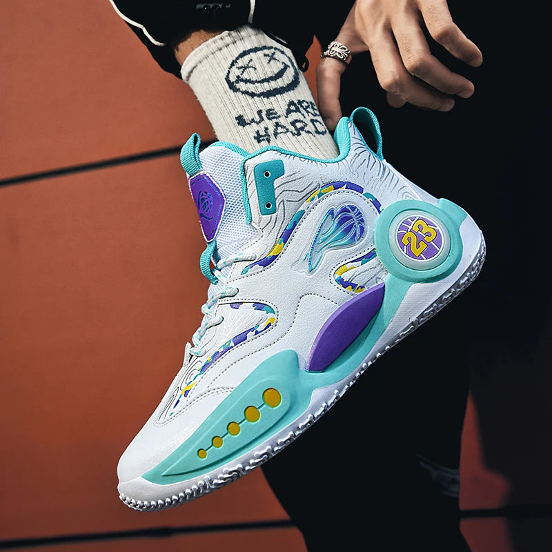 Men's Basketball Shoes Breathable Cushioning Non-Slip Wearable Runing Shoes Gym Training Athletic Basketball Sneakers for Women