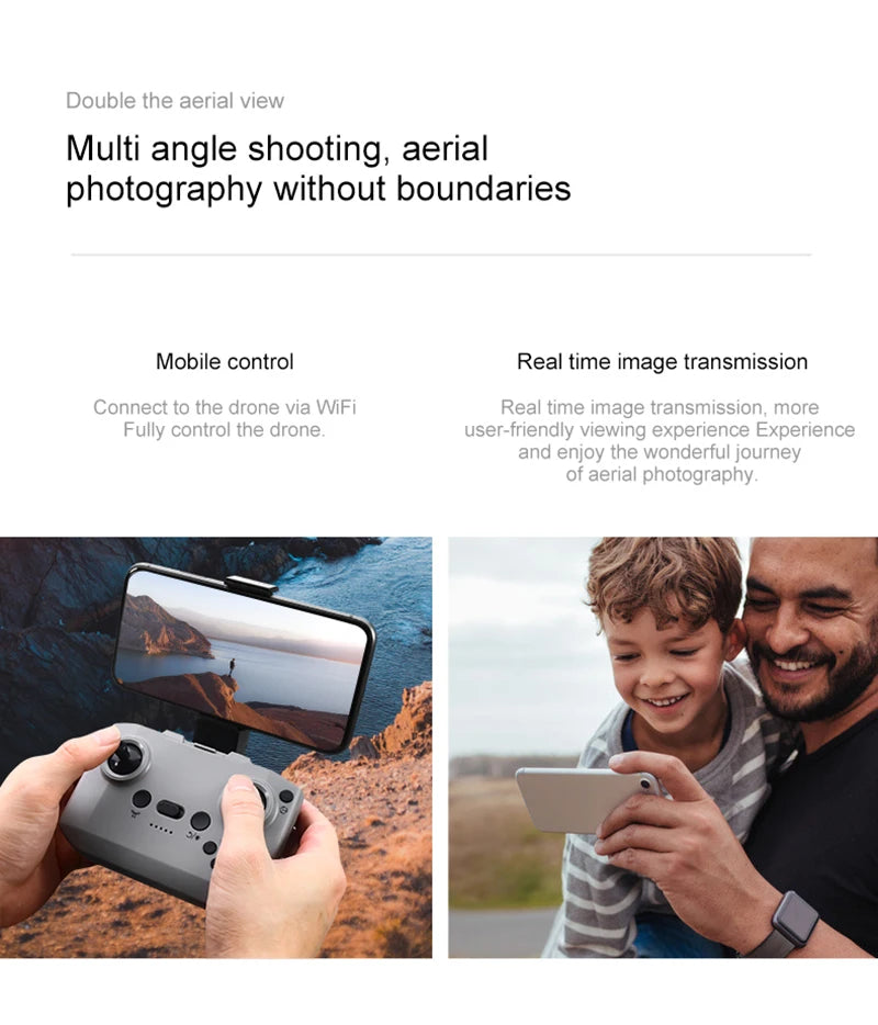 D16 Mini Drone 180° 8K Electric Adjustment HD RC Dual Camera Aerial Photography Quadcopter Five-sided Obstacle Avoidance Toys