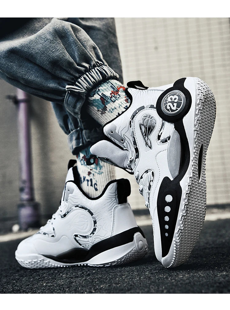 Men's Basketball Shoes Breathable Cushioning Non-Slip Wearable Runing Shoes Gym Training Athletic Basketball Sneakers for Women