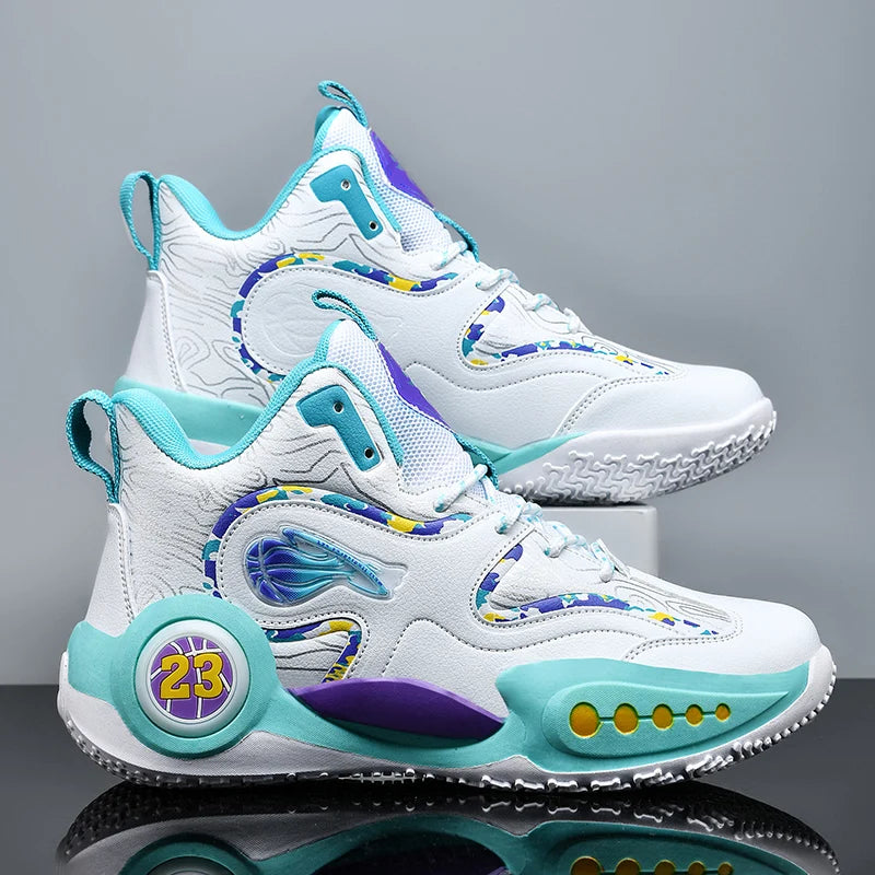 Men's Basketball Shoes Breathable Cushioning Non-Slip Wearable Runing Shoes Gym Training Athletic Basketball Sneakers for Women