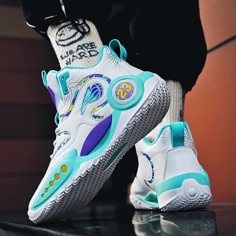 Men's Basketball Shoes Breathable Cushioning Non-Slip Wearable Runing Shoes Gym Training Athletic Basketball Sneakers for Women