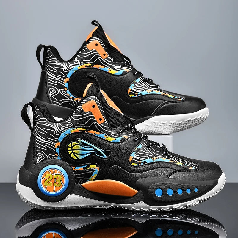 Men's Basketball Shoes Breathable Cushioning Non-Slip Wearable Runing Shoes Gym Training Athletic Basketball Sneakers for Women