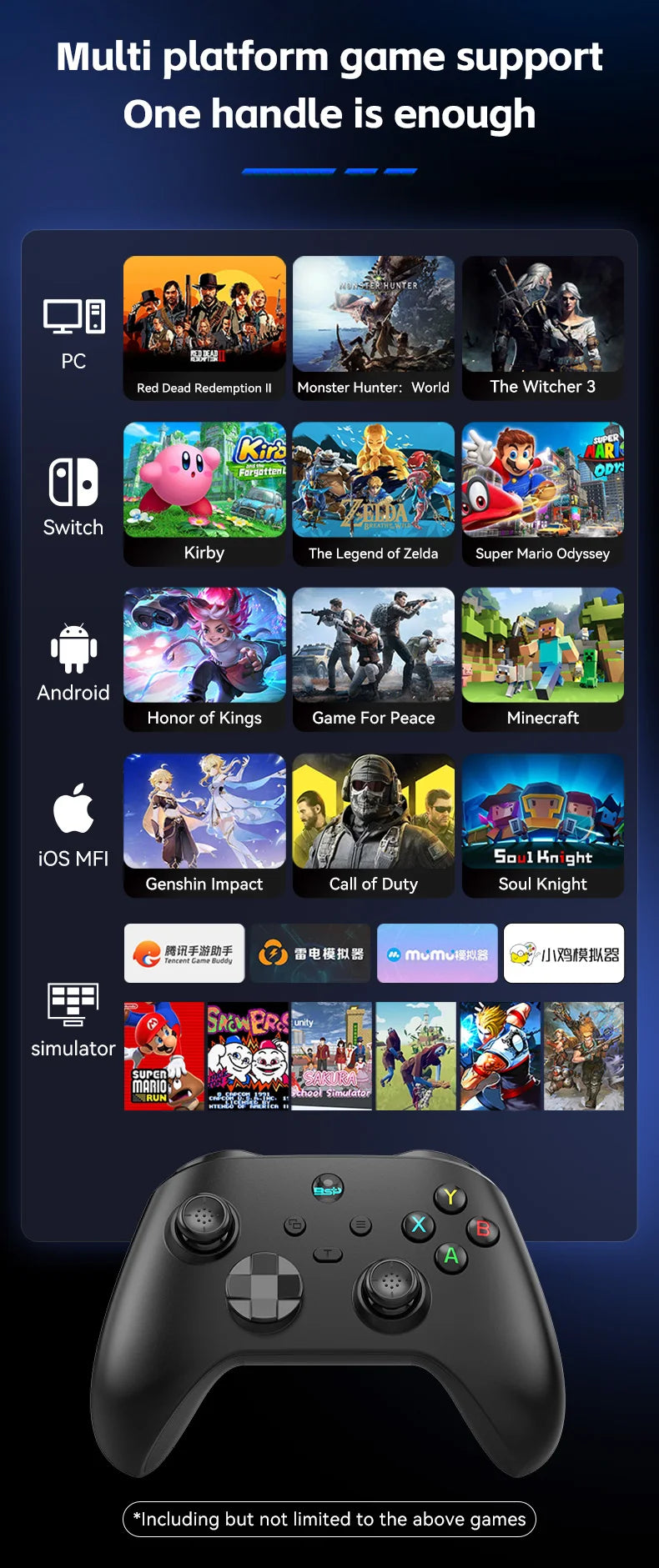 G6 wireless  mobile game controller with Hall trigger and Hall joystick supporting switch/pc/android/IOS