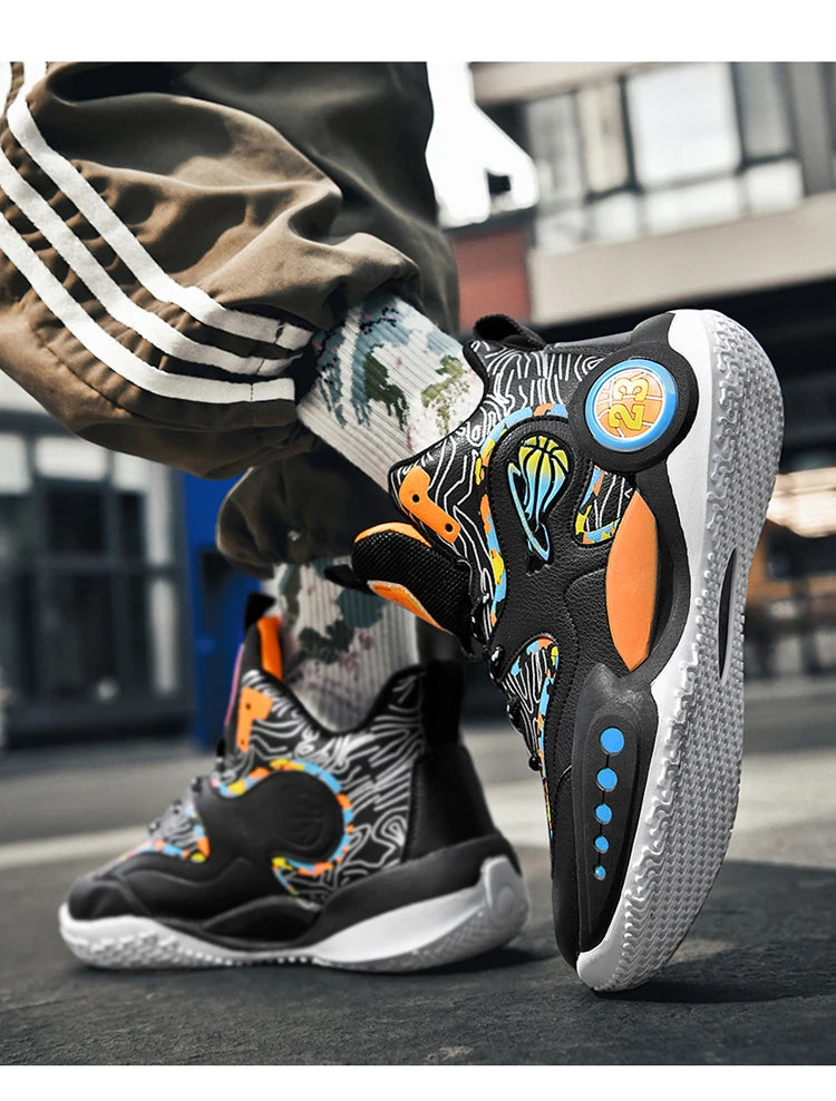 Men's Basketball Shoes Breathable Cushioning Non-Slip Wearable Runing Shoes Gym Training Athletic Basketball Sneakers for Women