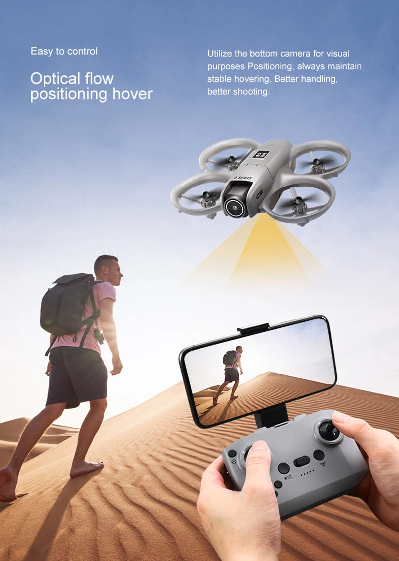 D16 Mini Drone 180° 8K Electric Adjustment HD RC Dual Camera Aerial Photography Quadcopter Five-sided Obstacle Avoidance Toys